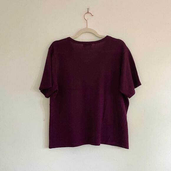 Jaclyn Smith - Vintage Purple Floral Embroidered Short Sleeve Cardigan - Picture 3 of 6